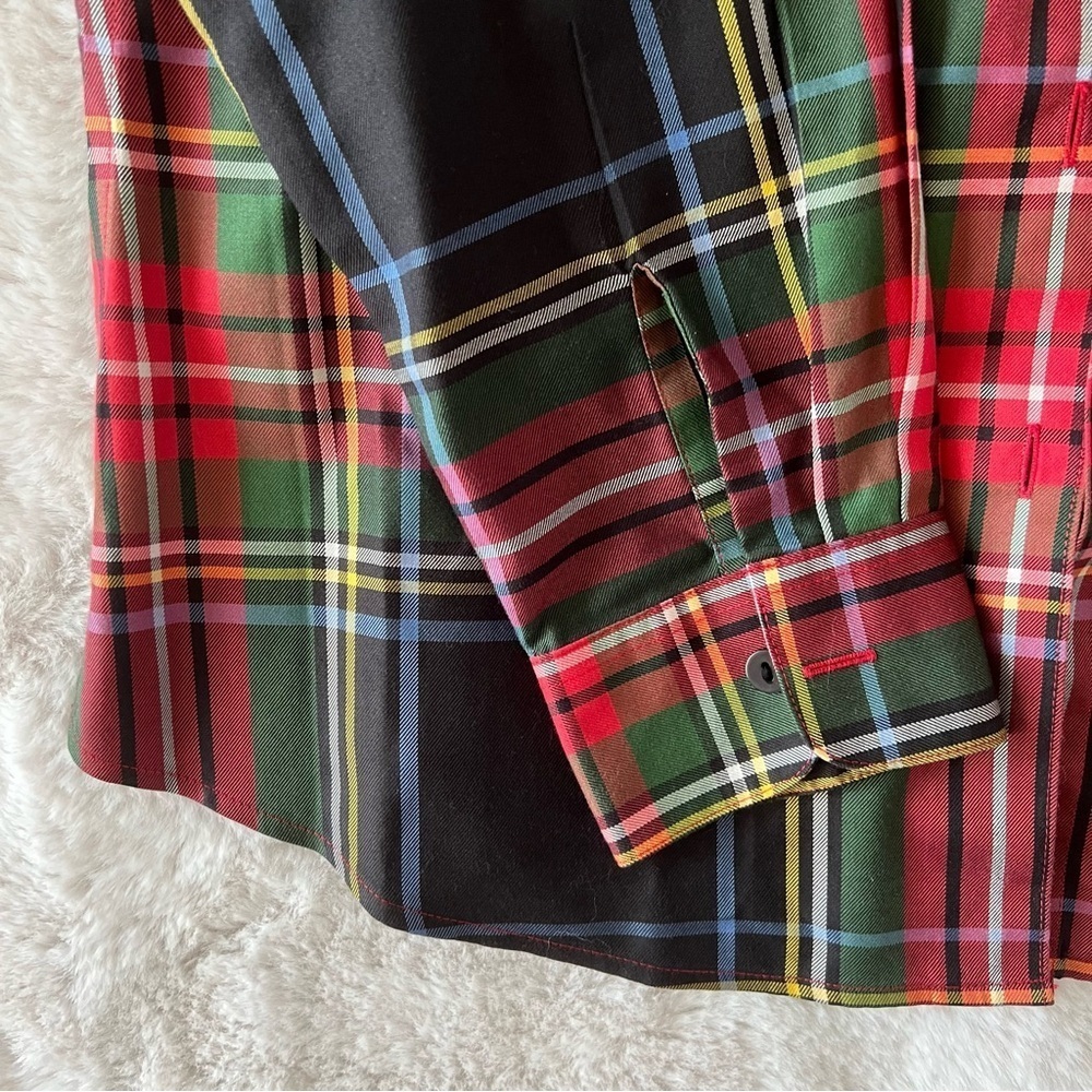 Foxcroft Holiday Plaid Oxford button down - Picture 8 of 9